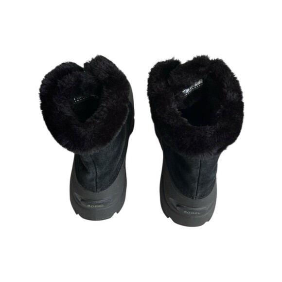 Sorel Snow Angel Winter Boots Womens 10 Black Waterproof Faux Fur Lined - Picture 8 of 16